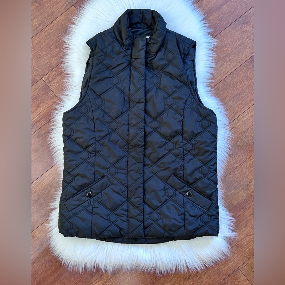 Jones New York Quilted Black Puffer Vest-Size M